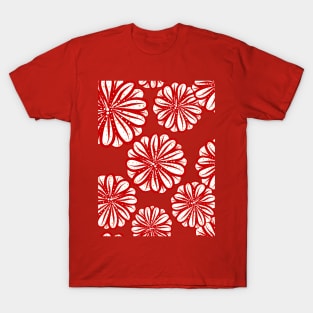 Abstract Red flower line art seamless digital pattern T-Shirt